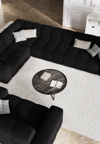 MICADONI Kendal sofa, 2 sder - sort fljl og sort bgetr