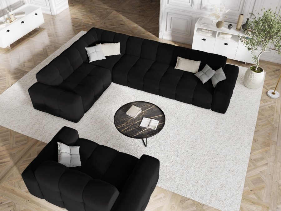 MICADONI Kendal sofa, 2 sder - sort fljl og sort bgetr
