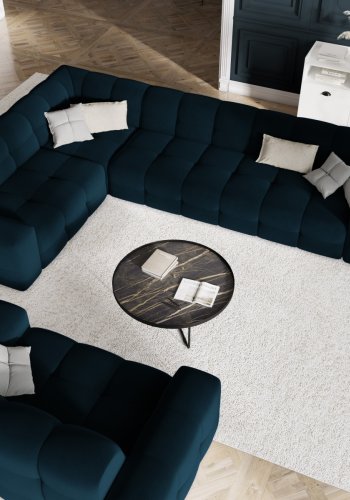 MICADONI Kendal sofa, 2 sder - bl fljl og sort bgetr