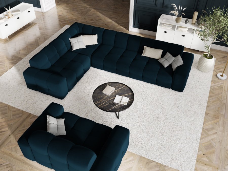 MICADONI Kendal sofa, 2 sder - bl fljl og sort bgetr