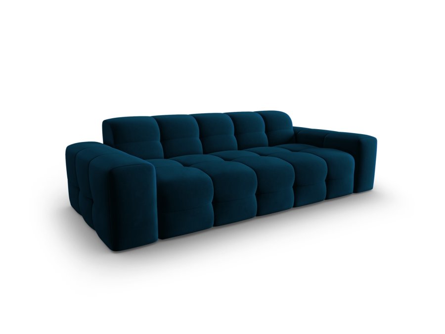MICADONI Kendal sofa, 3 sder - bl fljl og sort bgetr