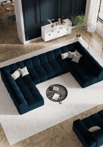 MICADONI Kendal sofa, 3 sder - bl fljl og sort bgetr