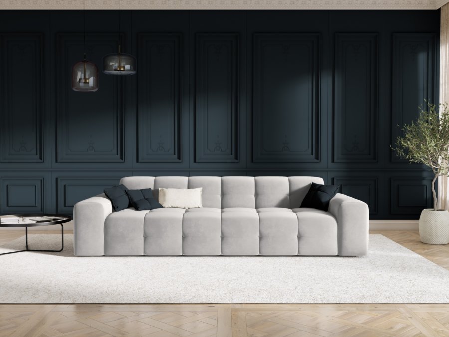 MICADONI Kendal sofa, 4 sder - gr fljl og sort bgetr