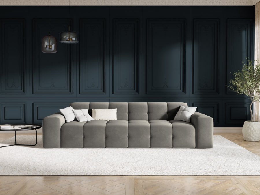 MICADONI Kendal sofa, 4 sder - antracitgr fljl og sort bgetr