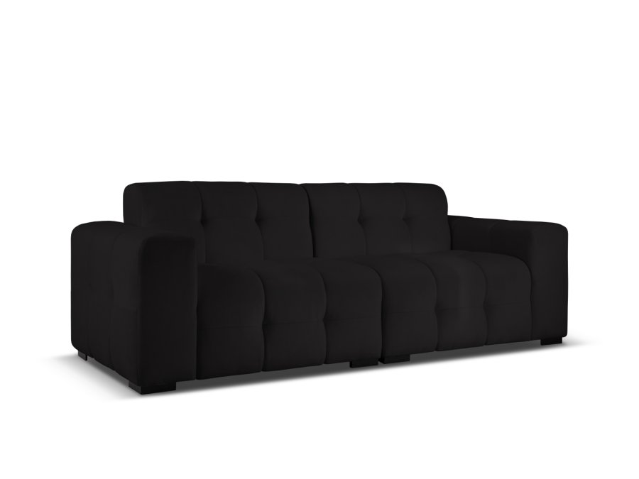 MICADONI Kendal sofa, 4 sder - sort fljl og sort bgetr