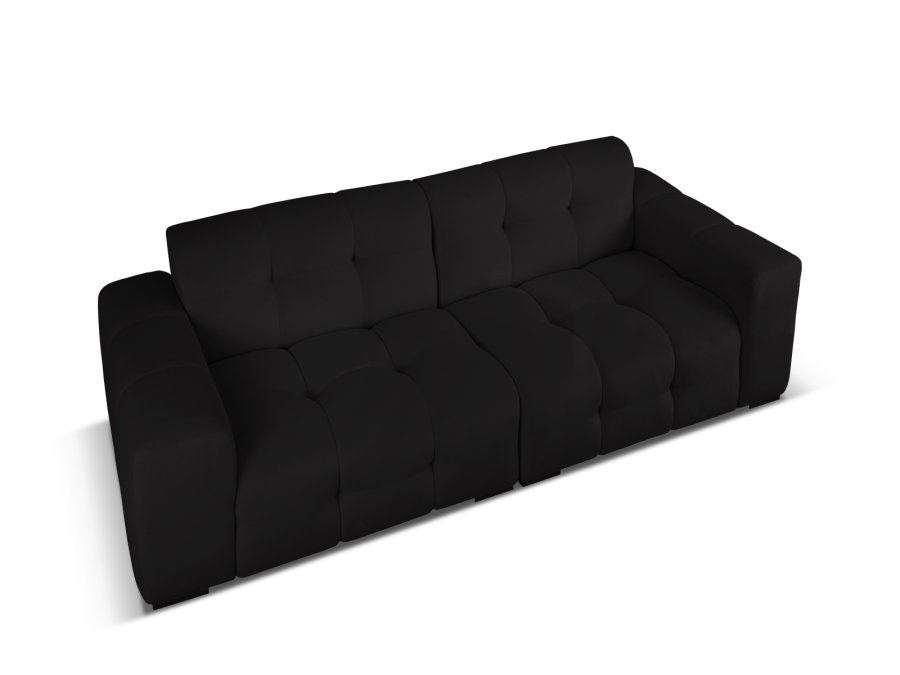MICADONI Kendal sofa, 4 sder - sort fljl og sort bgetr