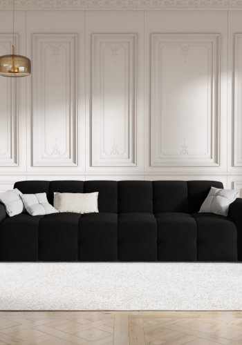 MICADONI Kendal sofa, 4 sder - sort fljl og sort bgetr