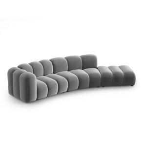 MICADONI Lupin Modul sofa, hjre, 5 sder - gr fljl og sort plast