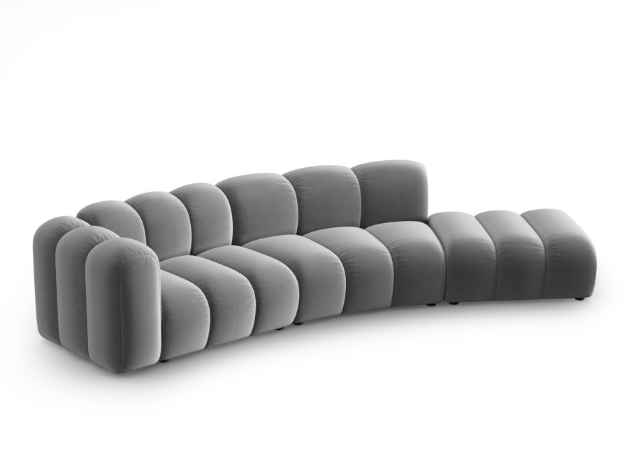 MICADONI Lupin Modul sofa, hjre, 5 sder - gr fljl og sort plast