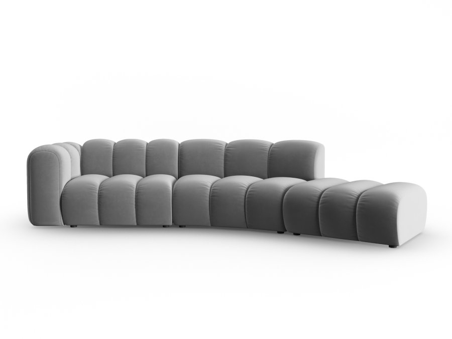 MICADONI Lupin Modul sofa, hjre, 5 sder - gr fljl og sort plast