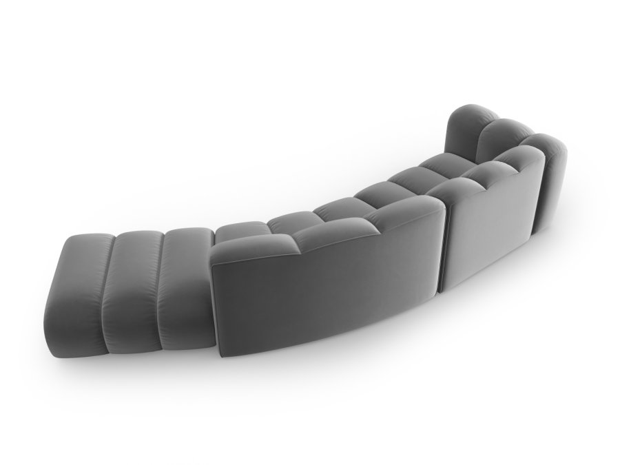 MICADONI Lupin Modul sofa, hjre, 5 sder - gr fljl og sort plast