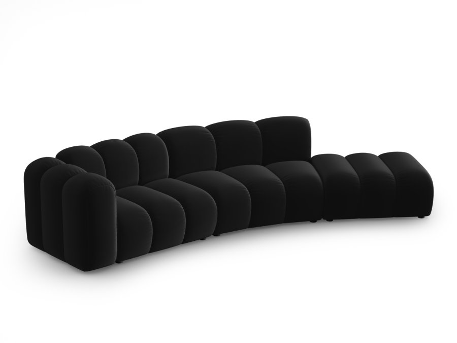 MICADONI Lupin Modul sofa, hjre, 5 sder - sort fljl og sort plast