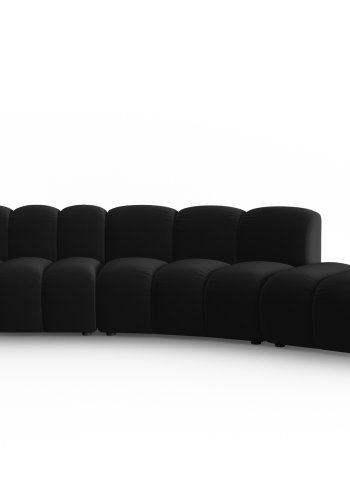 MICADONI Lupin Modul sofa, hjre, 5 sder - sort fljl og sort plast