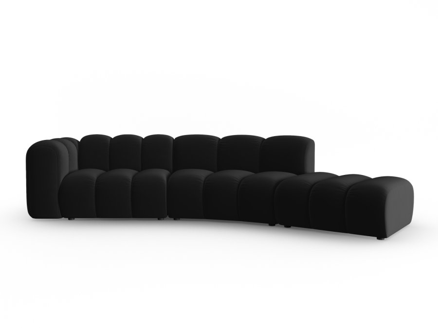 MICADONI Lupin Modul sofa, hjre, 5 sder - sort fljl og sort plast