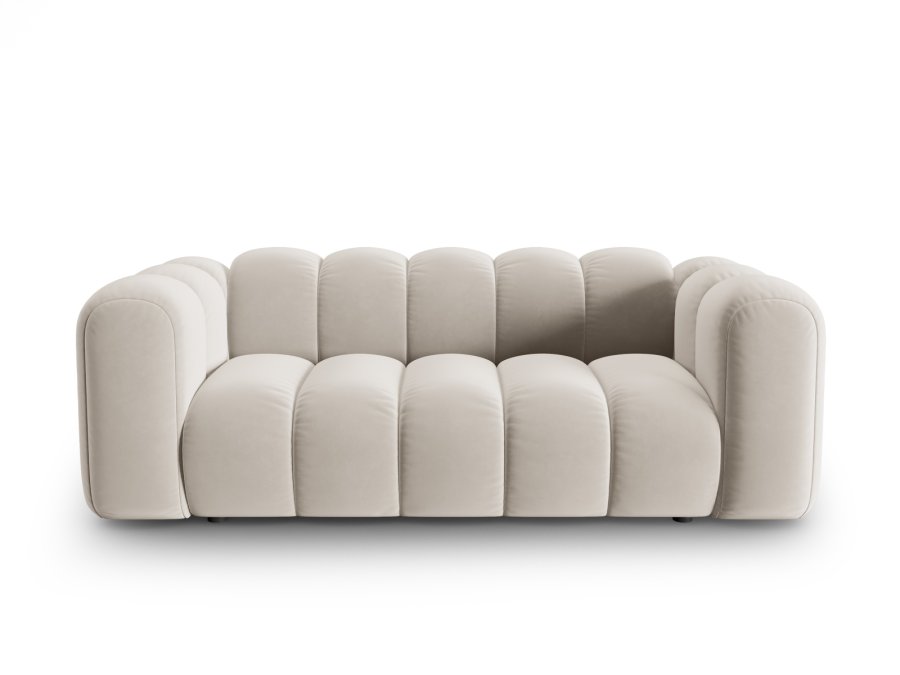 MICADONI Lupin sofa, 2 sder - beige fljl og sort plast