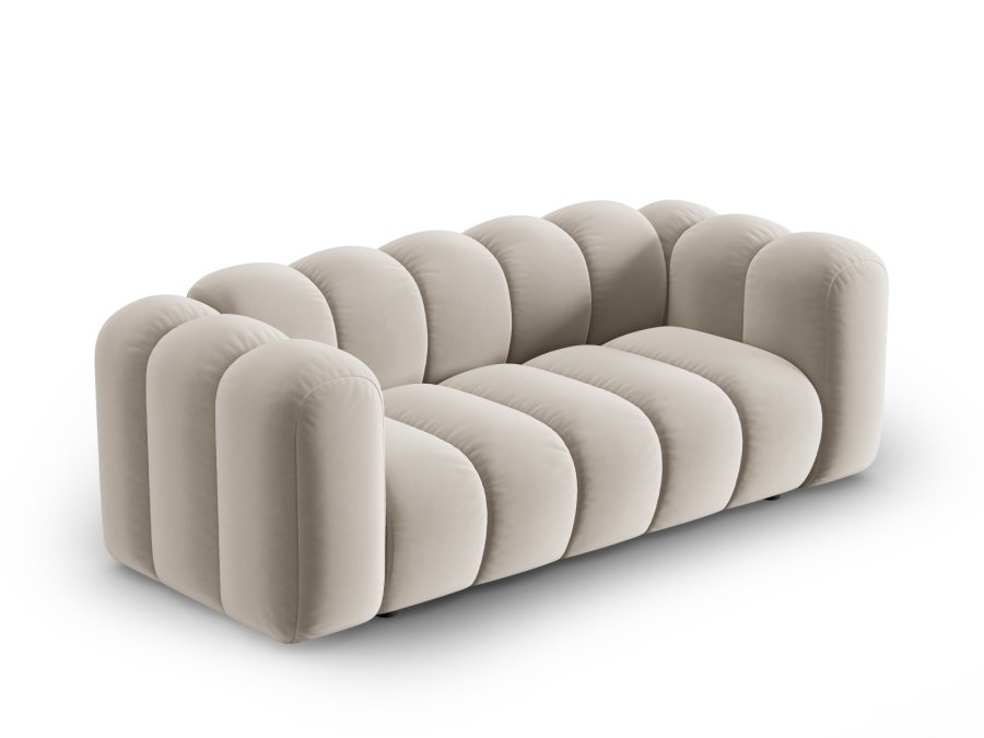 MICADONI Lupin sofa, 2 sder - beige fljl og sort plast