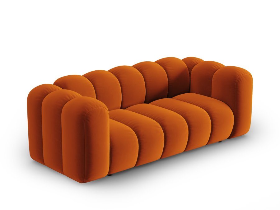 MICADONI Lupin sofa, 2 sder - orange fljl og sort plast