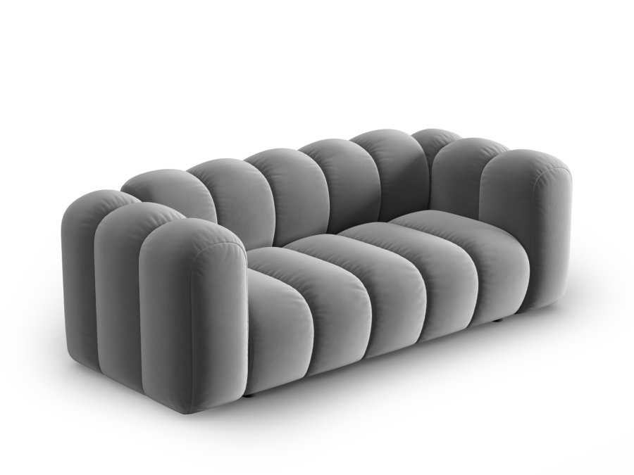 MICADONI Lupin sofa, 2 sder - gr fljl og sort plast