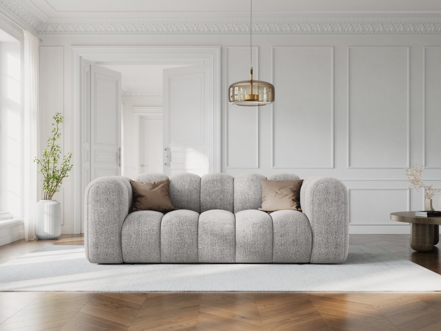 MICADONI Lupin sofa, 2 sder - gr chenille og sort plast