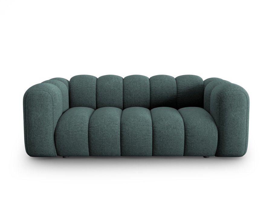 MICADONI Lupin sofa, 2 sder - bl chenille og sort plast