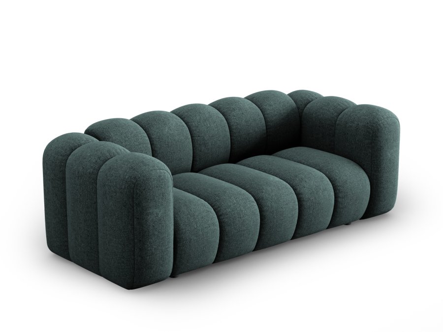 MICADONI Lupin sofa, 2 sder - bl chenille og sort plast