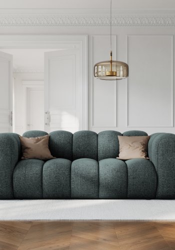 MICADONI Lupin sofa, 2 sder - bl chenille og sort plast