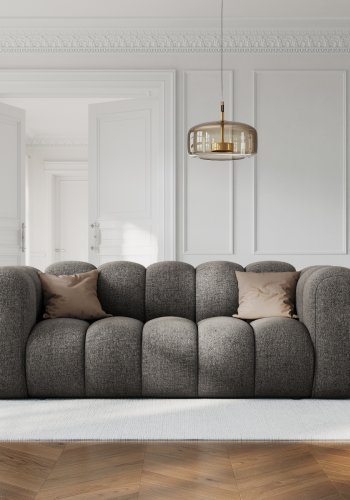 MICADONI Lupin sofa, 2 sder - gr chenille og sort plast