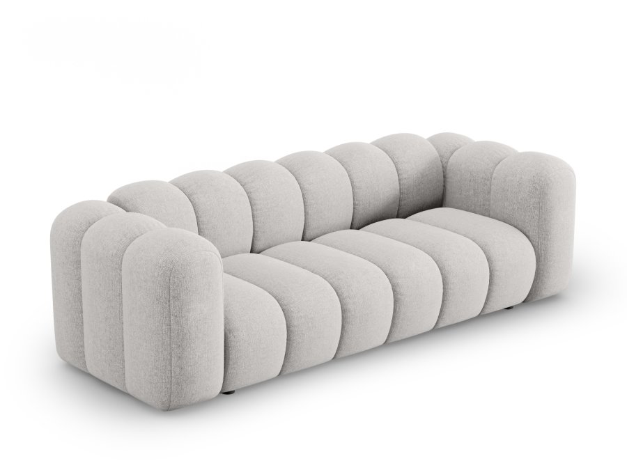 MICADONI Lupin sofa, 3 sder - gr chenille og sort plast