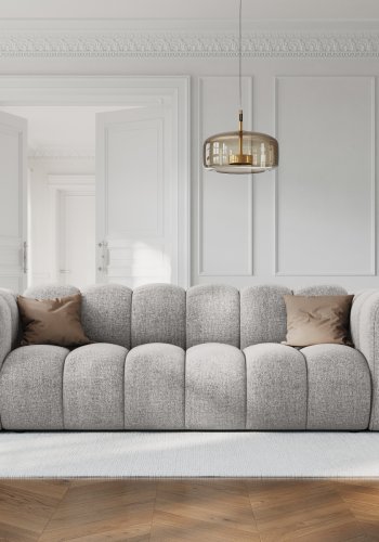 MICADONI Lupin sofa, 3 sder - gr chenille og sort plast