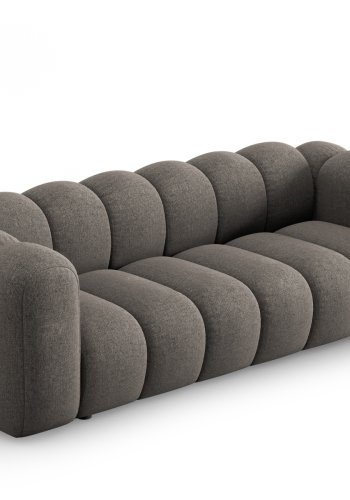 MICADONI Lupin sofa, 3 sder - gr chenille og sort plast