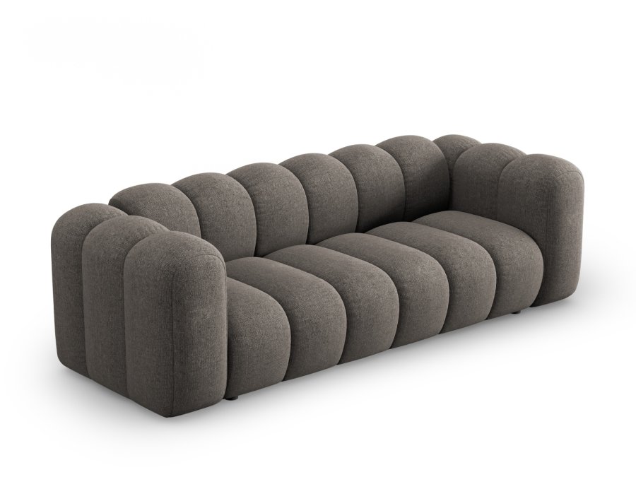 MICADONI Lupin sofa, 3 sder - gr chenille og sort plast