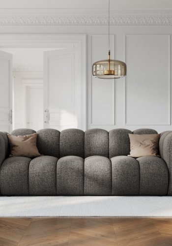 MICADONI Lupin sofa, 3 sder - gr chenille og sort plast