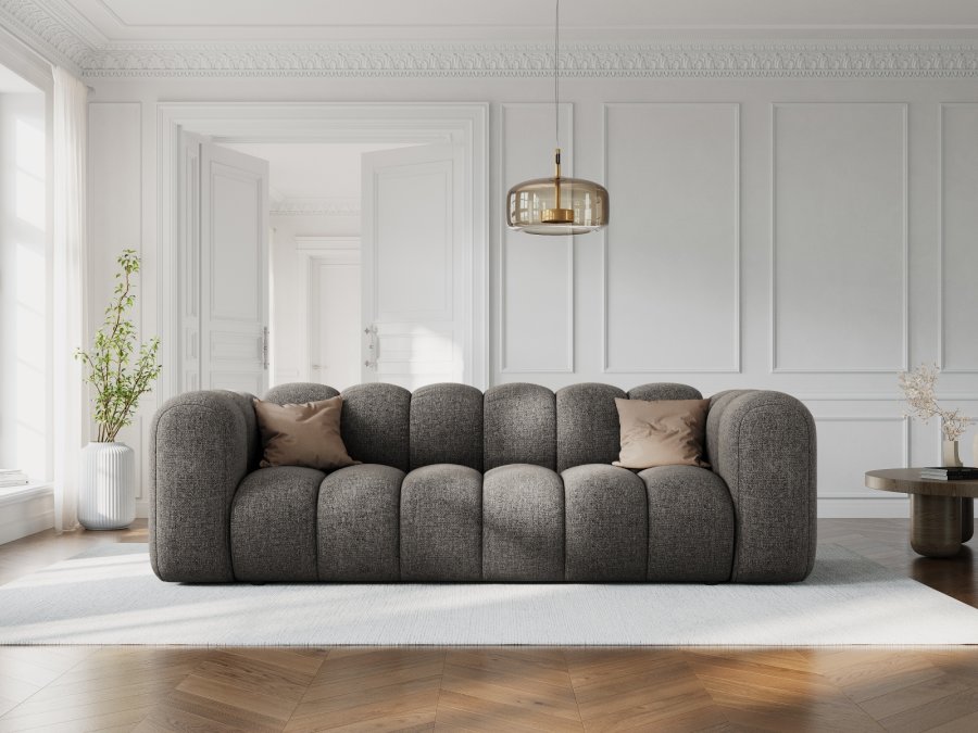 MICADONI Lupin sofa, 3 sder - gr chenille og sort plast