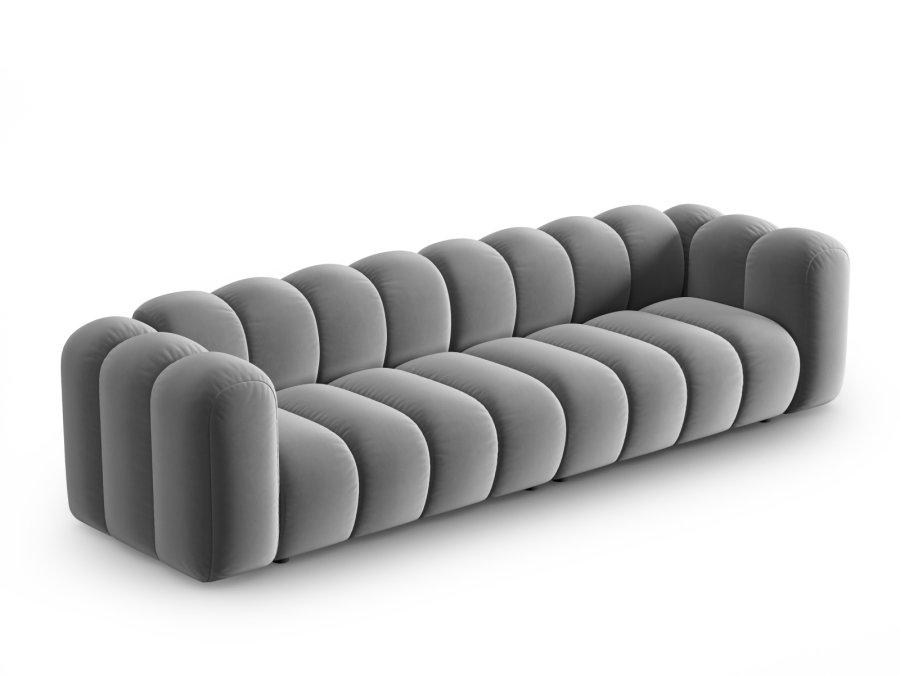 MICADONI Lupin Modul sofa, 4 sder - gr fljl og sort plast