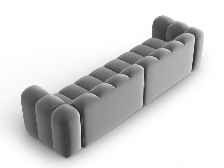 MICADONI Lupin Modul sofa, 4 sder - gr fljl og sort plast