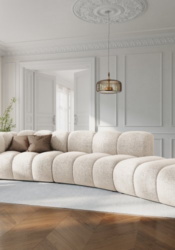 MICADONI Lupin Modul sofa, hjre, 5 sder - beige chenille og sort plast