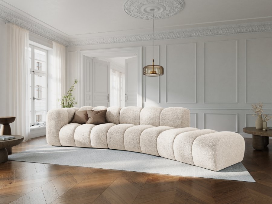 MICADONI Lupin Modul sofa, hjre, 5 sder - beige chenille og sort plast