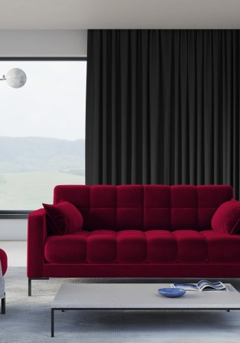 MICADONI Mamaia sofa, 2 sder - rd fljl og sort metal