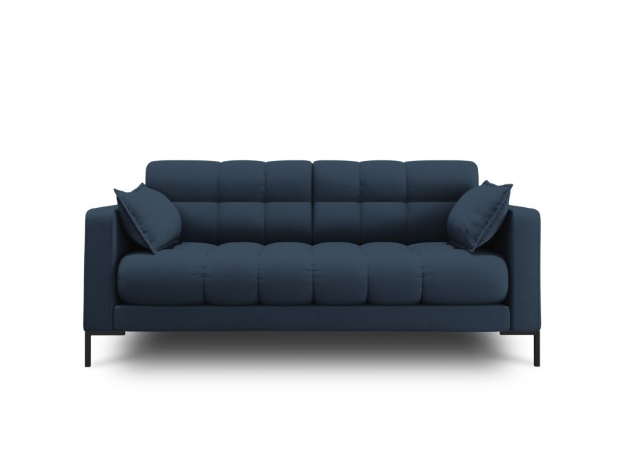 MICADONI Mamaia sofa, 2 sder - bl stof og sort metal