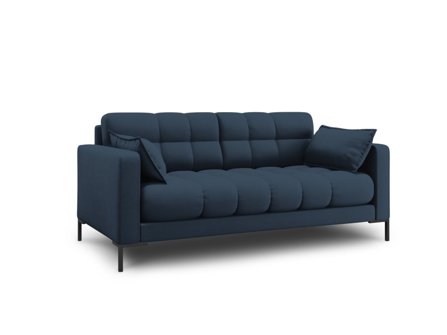 MICADONI Mamaia sofa, 2 sder - bl stof og sort metal
