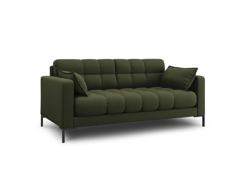MICADONI Mamaia sofa, 2 sder - grn stof og sort metal