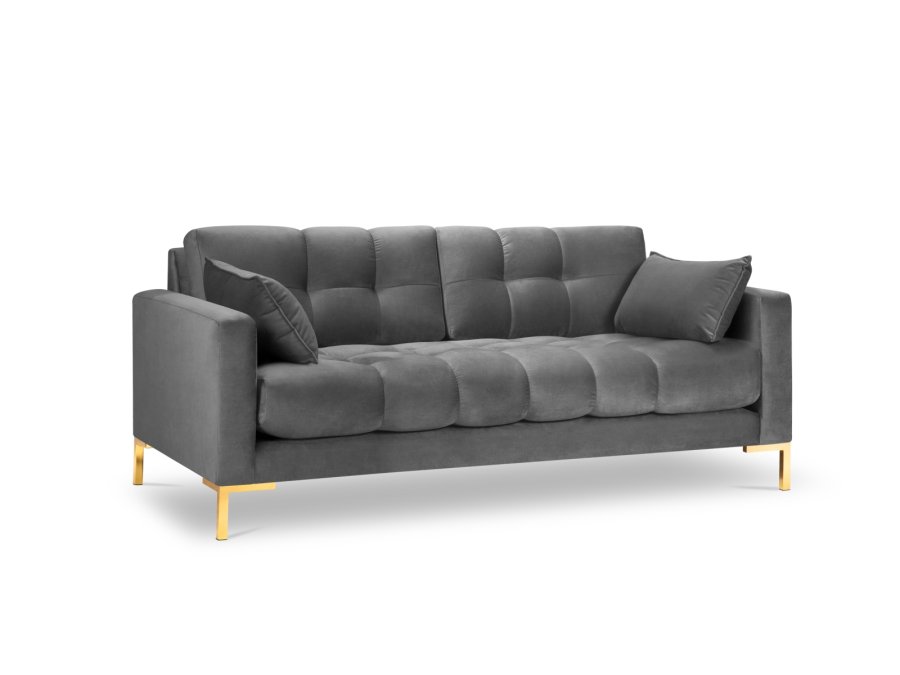 MICADONI Mamaia sofa, 3 sder - gr fljl og guld metal