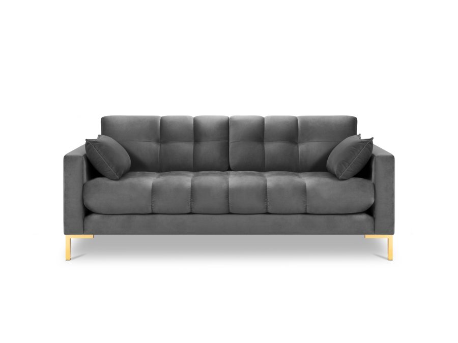 MICADONI Mamaia sofa, 3 sder - gr fljl og guld metal