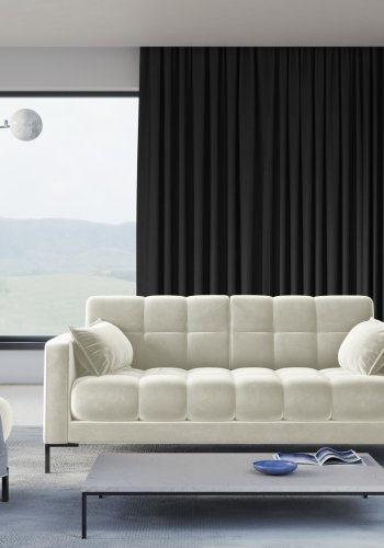 MICADONI Mamaia sofa, 3 sder - beige fljl og sort metal