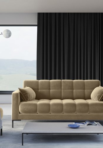 MICADONI Mamaia sofa, 3 sder - beige fljl og sort metal