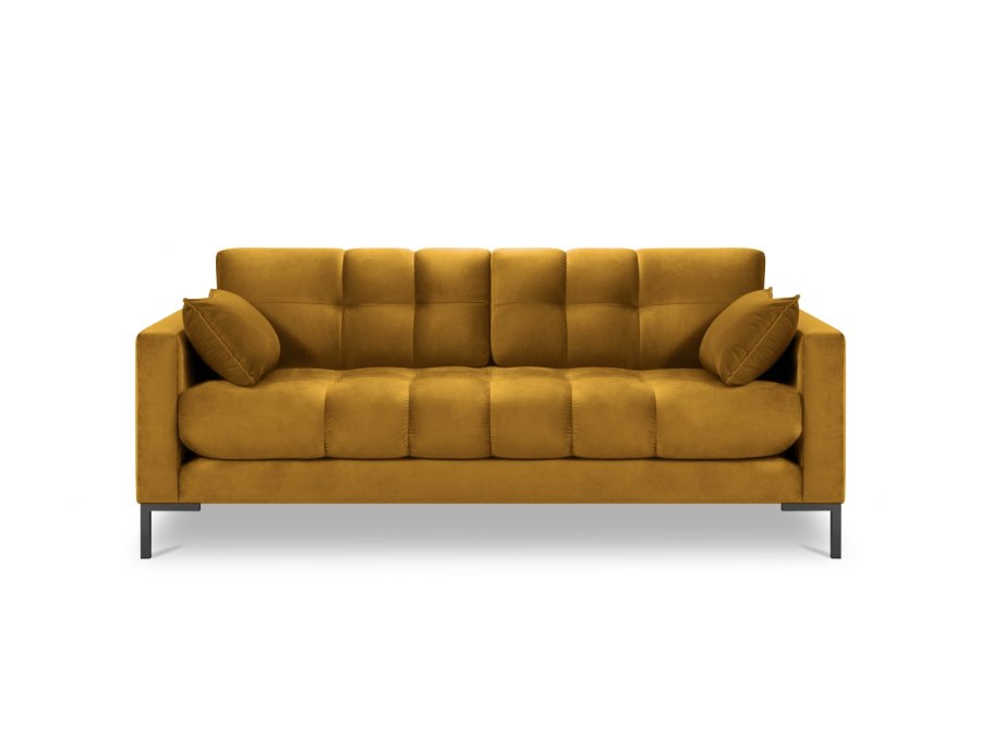 MICADONI Mamaia sofa, 3 sder - gul fljl og sort metal
