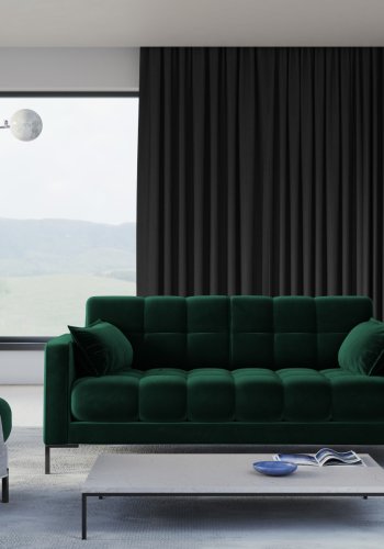 MICADONI Mamaia sofa, 3 sder - grn fljl og sort metal