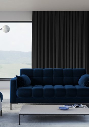 MICADONI Mamaia sofa, 3 sder - bl fljl og sort metal