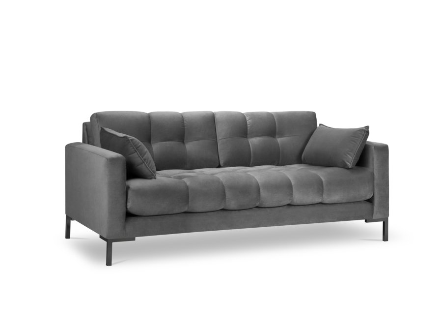 MICADONI Mamaia sofa, 3 sder - gr fljl og sort metal