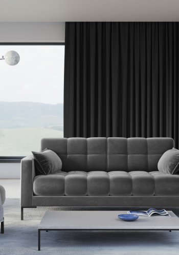 MICADONI Mamaia sofa, 3 sder - gr fljl og sort metal